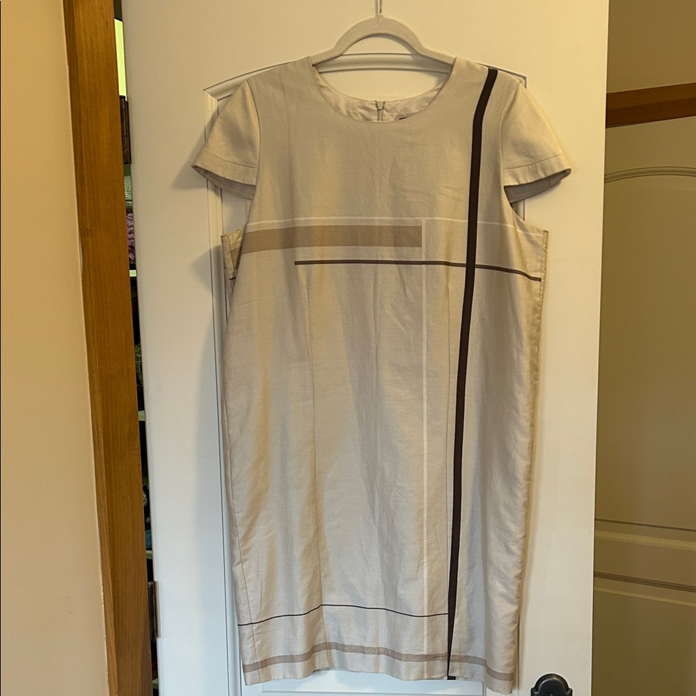 HUGO Beige and Black Elegant Sheath knee length Dress